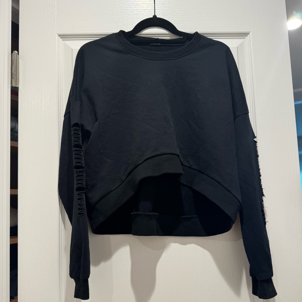 NUDE Black Cropped Hoodie